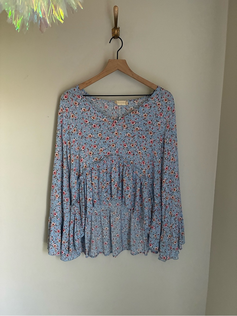Altar’d State Cottage Floral Ruffle Feminine High Low Top Size Medium